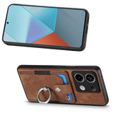 For-Xiaomi-Redmi-Note-13-Pro-Retro-Skin-feel-Ring-Card-Wallet-Phone-Case(Brown)