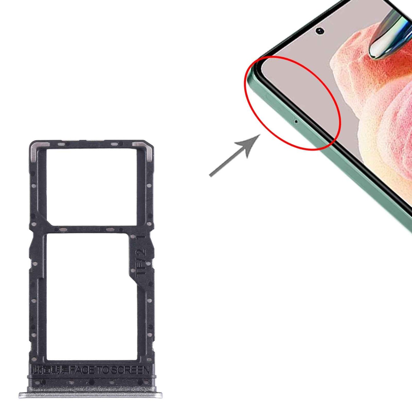For-Xiaomi-Redmi-Note-12R-SIM-Card-Tray-+-SIM-Card-Tray-/-Micro-SD-Card-Tray-(Silver)