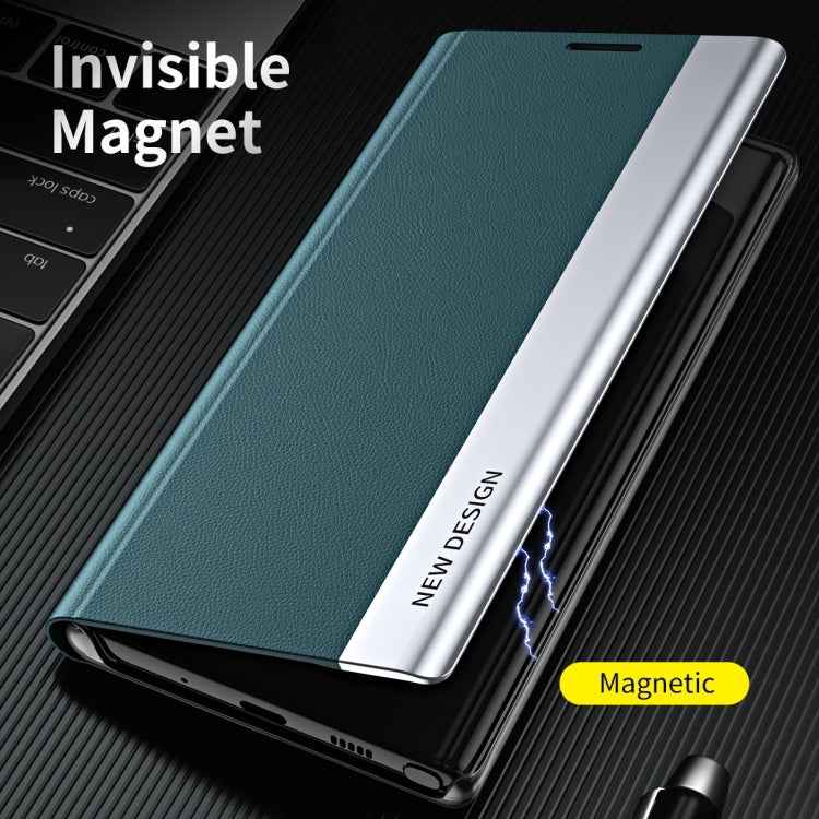 For-Xiaomi-Redmi-14C-Side-Electroplated-Adsorption-Leather-Phone-Case(Silver)
