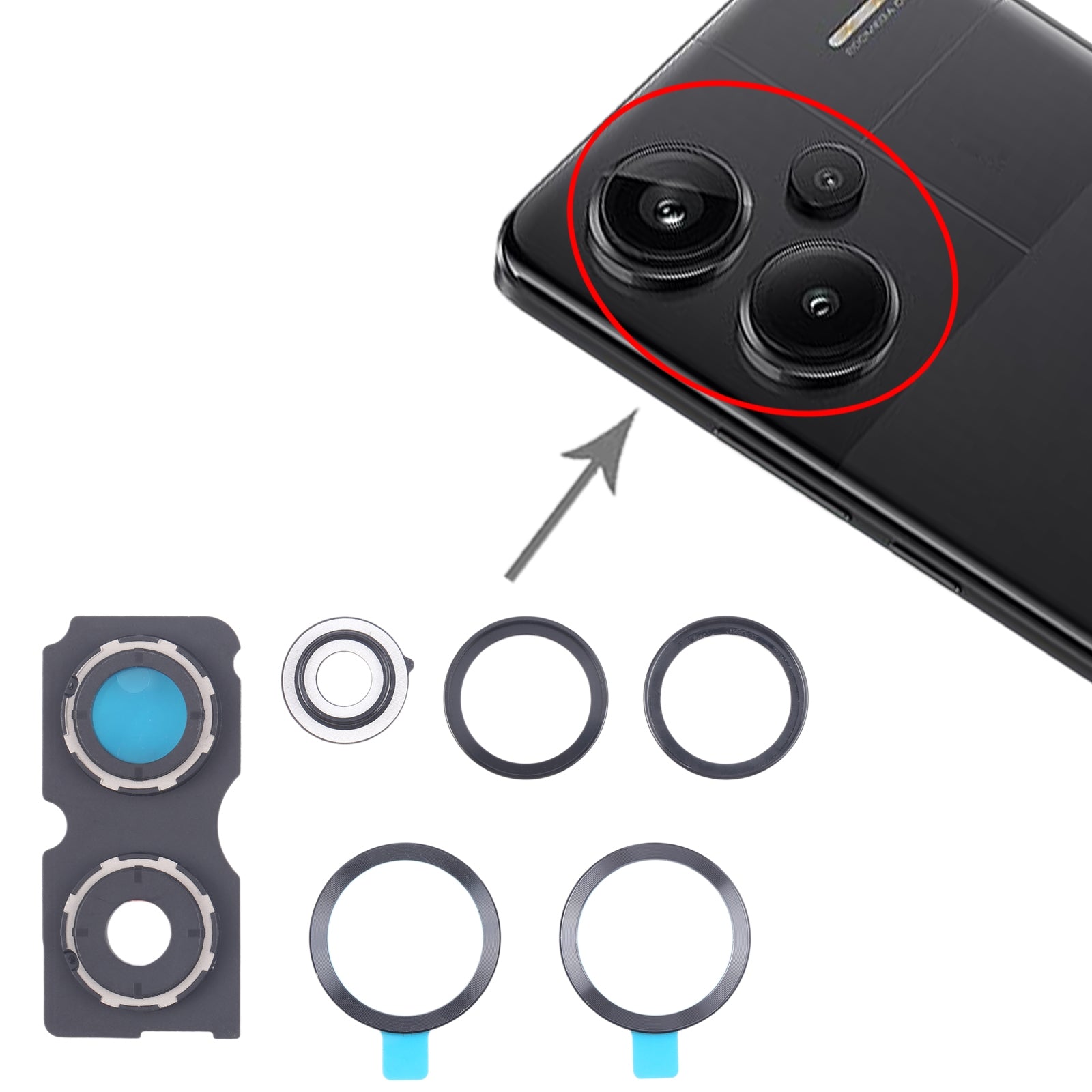 For-Xiaomi-Redmi-Note-13-Pro+-Back-Camera-Lens-Frame-(Black)
