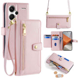 For-Xiaomi-Redmi-Note-13-Pro+-5G-Sheep-Texture-Cross-body-Zipper-Wallet-Leather-Phone-Case(Pink)