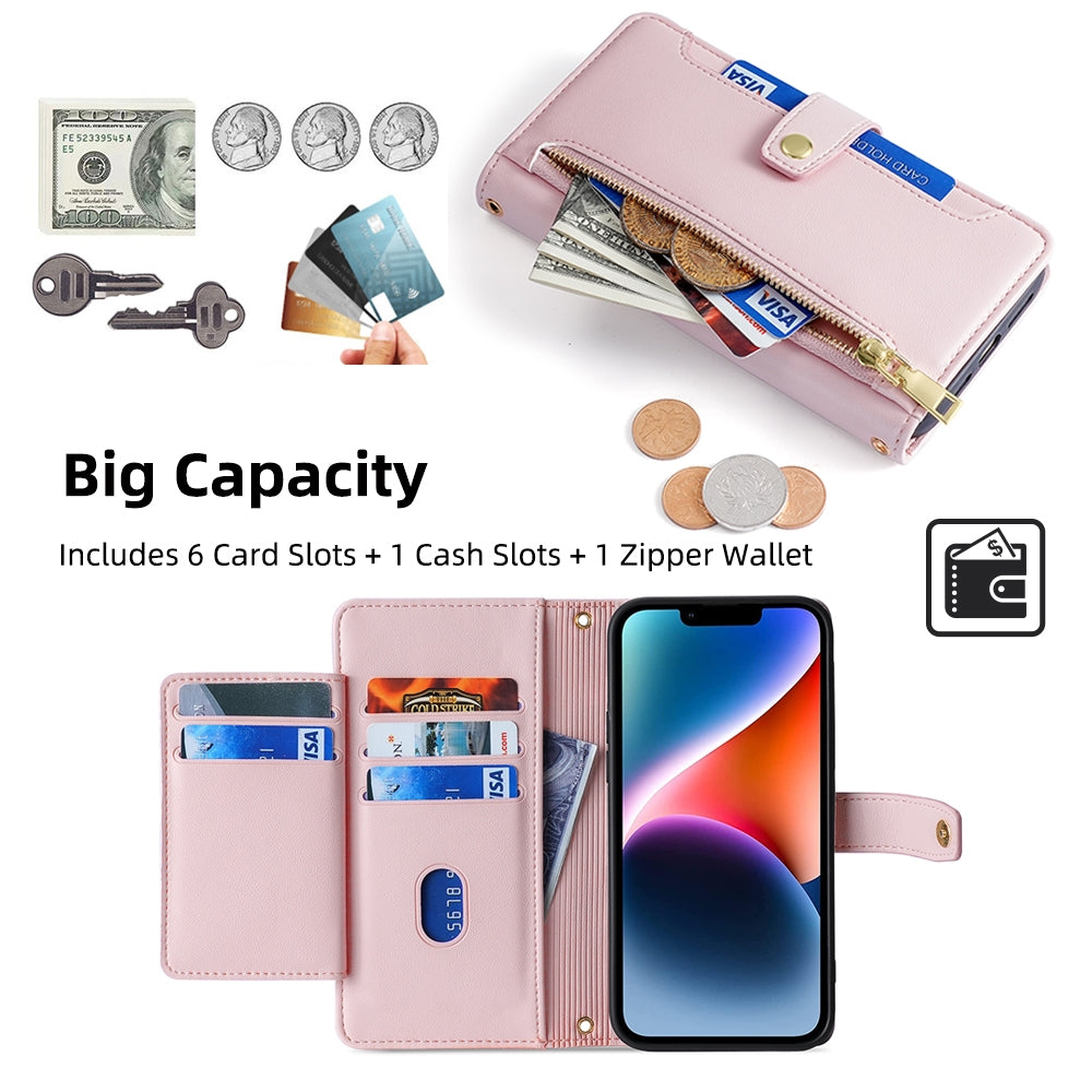 For-Xiaomi-Redmi-Note-13-Pro+-5G-Sheep-Texture-Cross-body-Zipper-Wallet-Leather-Phone-Case(Pink)