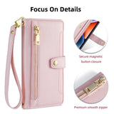 For-Xiaomi-Redmi-Note-13-Pro+-5G-Sheep-Texture-Cross-body-Zipper-Wallet-Leather-Phone-Case(Pink)