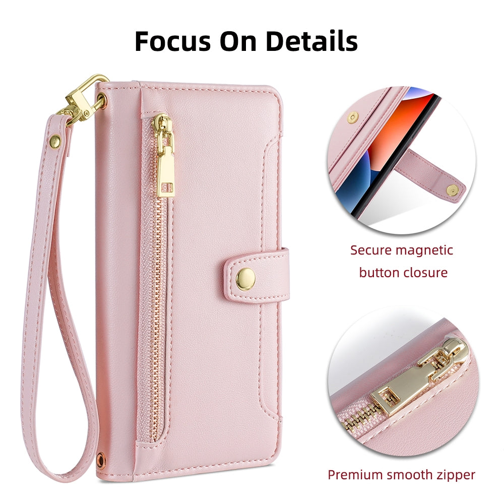 For-Xiaomi-Redmi-Note-13-Pro+-5G-Sheep-Texture-Cross-body-Zipper-Wallet-Leather-Phone-Case(Pink)