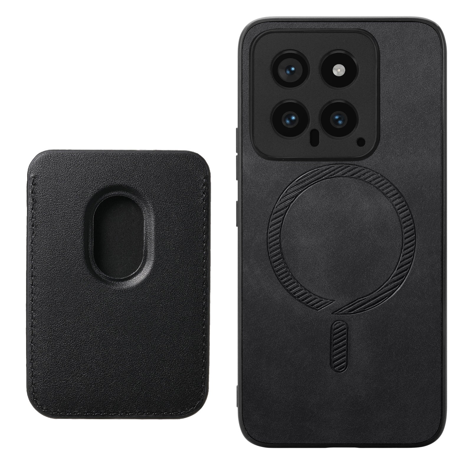 For-Xiaomi-Redmi-Note-13-Pro-5G-Retro-Magsafe-Card-Bag-PU-Back-Cover-Phone-Case(Black)