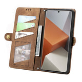 For-Xiaomi-Redmi-Note-13-Pro+-Geometric-Zipper-Wallet-Side-Buckle-Leather-Phone-Case(Brown)