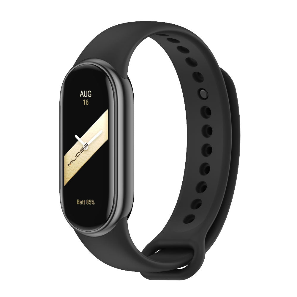 For-Xiaomi-Smart-Band-10-/-9-/-8-Mijobs-Solid-Color-Silicone-Watch-Band(Black)