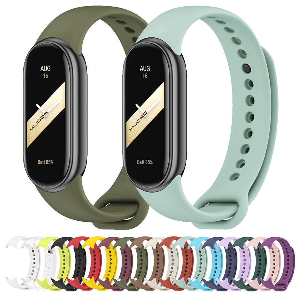 For-Xiaomi-Smart-Band-10-/-9-/-8-Mijobs-Solid-Color-Silicone-Watch-Band(Black)