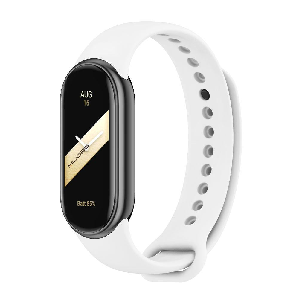 For-Xiaomi-Smart-Band-10-/-9-/-8-xDfind-Metal-Buckle-Solid-Color-Silicone-Watch-Band(White)