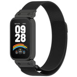 For-Xiaomi-Smart-Band-9-Active-/-Redmi-Band-3-Metal-Frame-Watch-Case-Integrated-Milan-Magnetic-Watch-Band(Black)