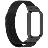 For-Xiaomi-Smart-Band-9-Active-/-Redmi-Band-3-Metal-Frame-Watch-Case-Integrated-Milan-Magnetic-Watch-Band(Black)