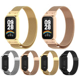 For-Xiaomi-Smart-Band-9-Active-/-Redmi-Band-3-Metal-Frame-Watch-Case-Integrated-Milan-Magnetic-Watch-Band(Black)