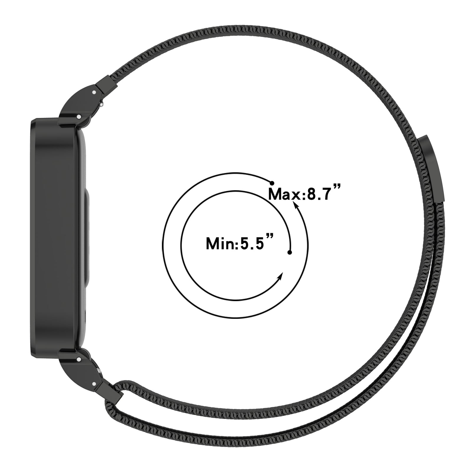 For-Xiaomi-Smart-Band-9-Active-/-Redmi-Band-3-Metal-Frame-Watch-Case-Integrated-Milan-Magnetic-Watch-Band(Black)