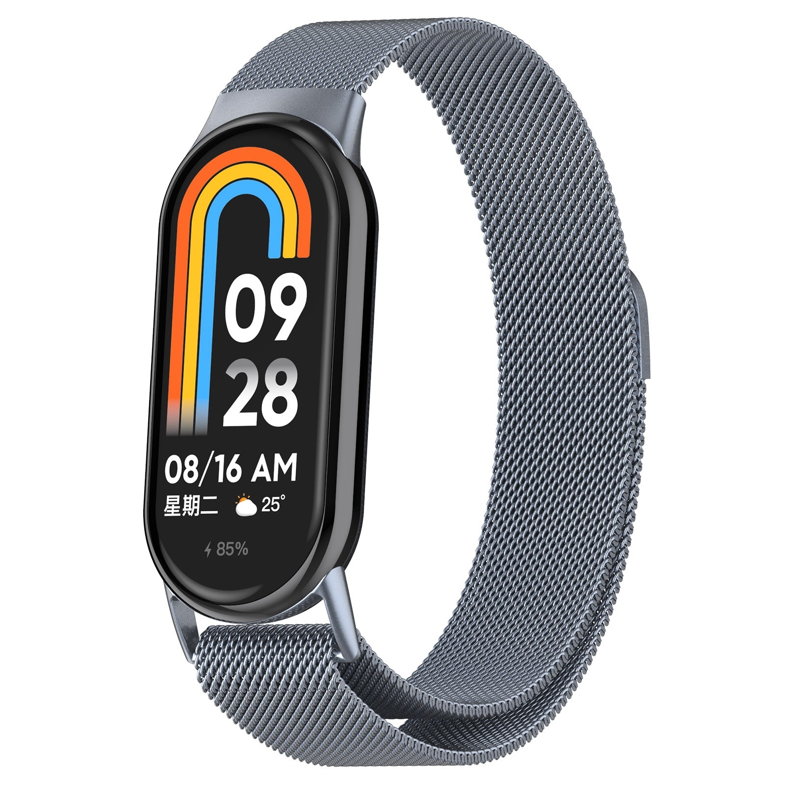 For-Xiaomi-Smart-Band-10-/-9-/-8-Milan-Magnetic-Stainless-Steel-Watch-Band(Gray)