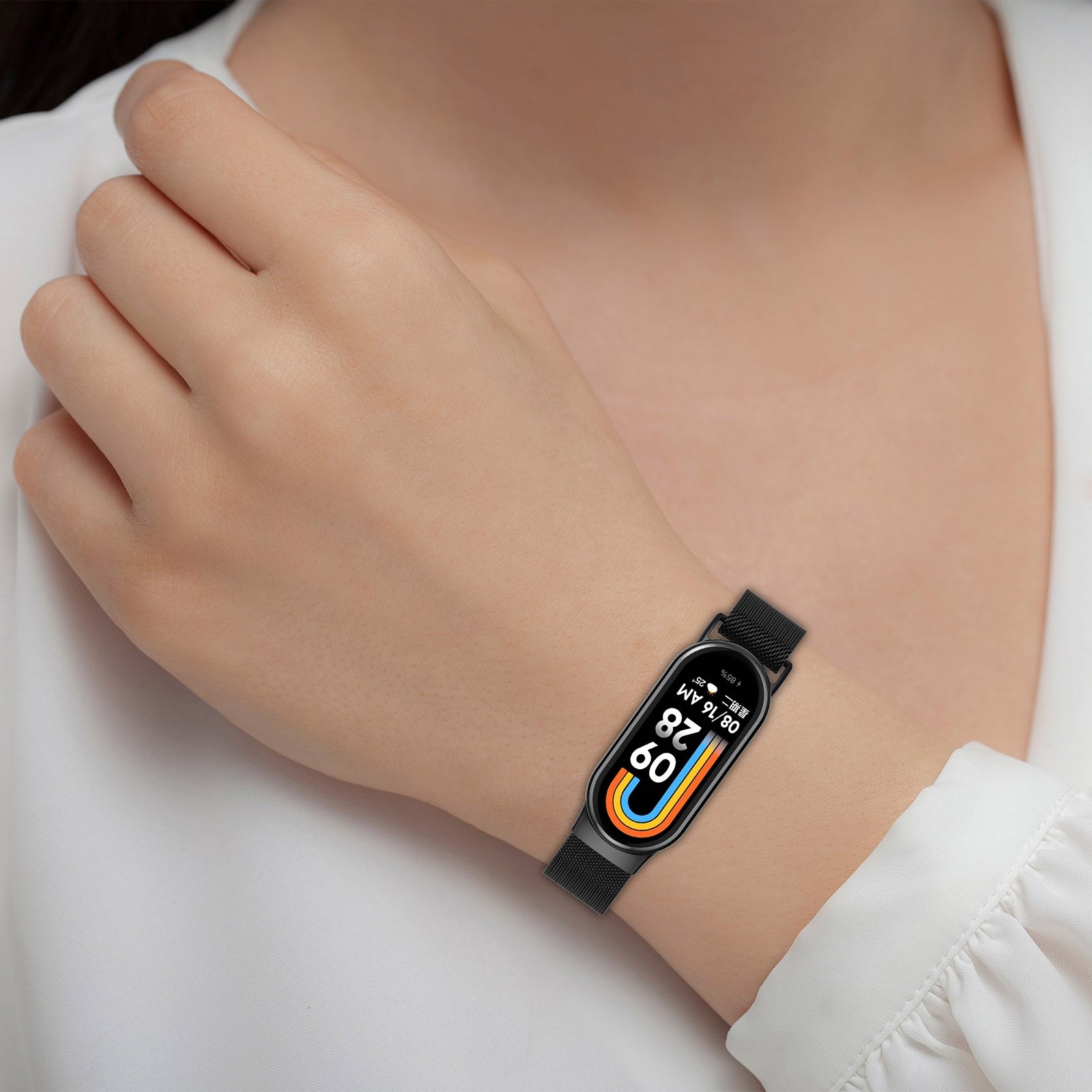 For-Xiaomi-Smart-Band-10-/-9-/-8-Milan-Magnetic-Stainless-Steel-Watch-Band(Gray)