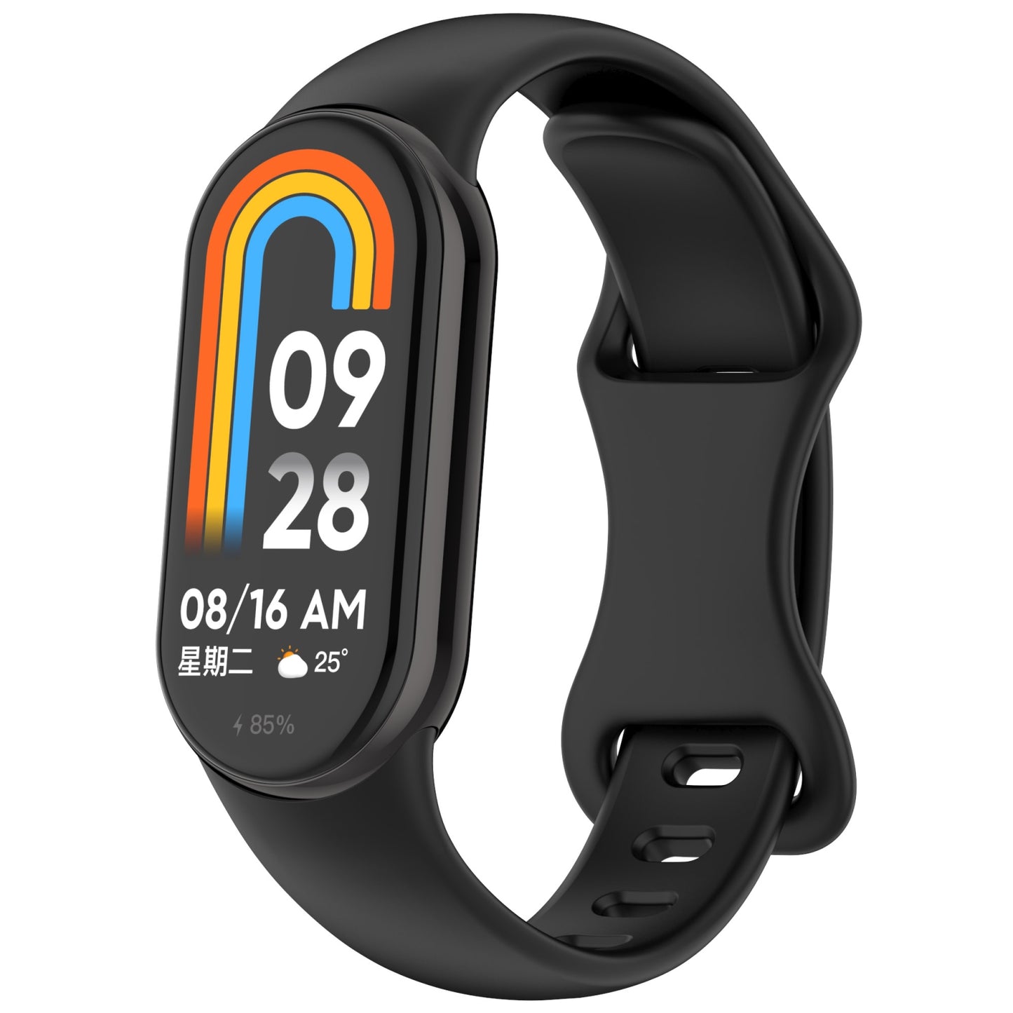 For-Xiaomi-Smart-Band-10-/-9-/-8-Splayed-Tail-Reverse-Buckle-Silicone-Watch-Band(Black)