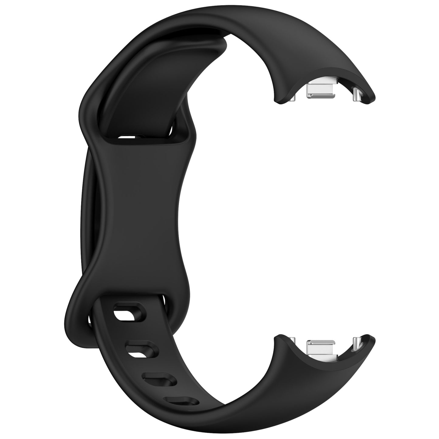 For-Xiaomi-Smart-Band-10-/-9-/-8-Splayed-Tail-Reverse-Buckle-Silicone-Watch-Band(Black)