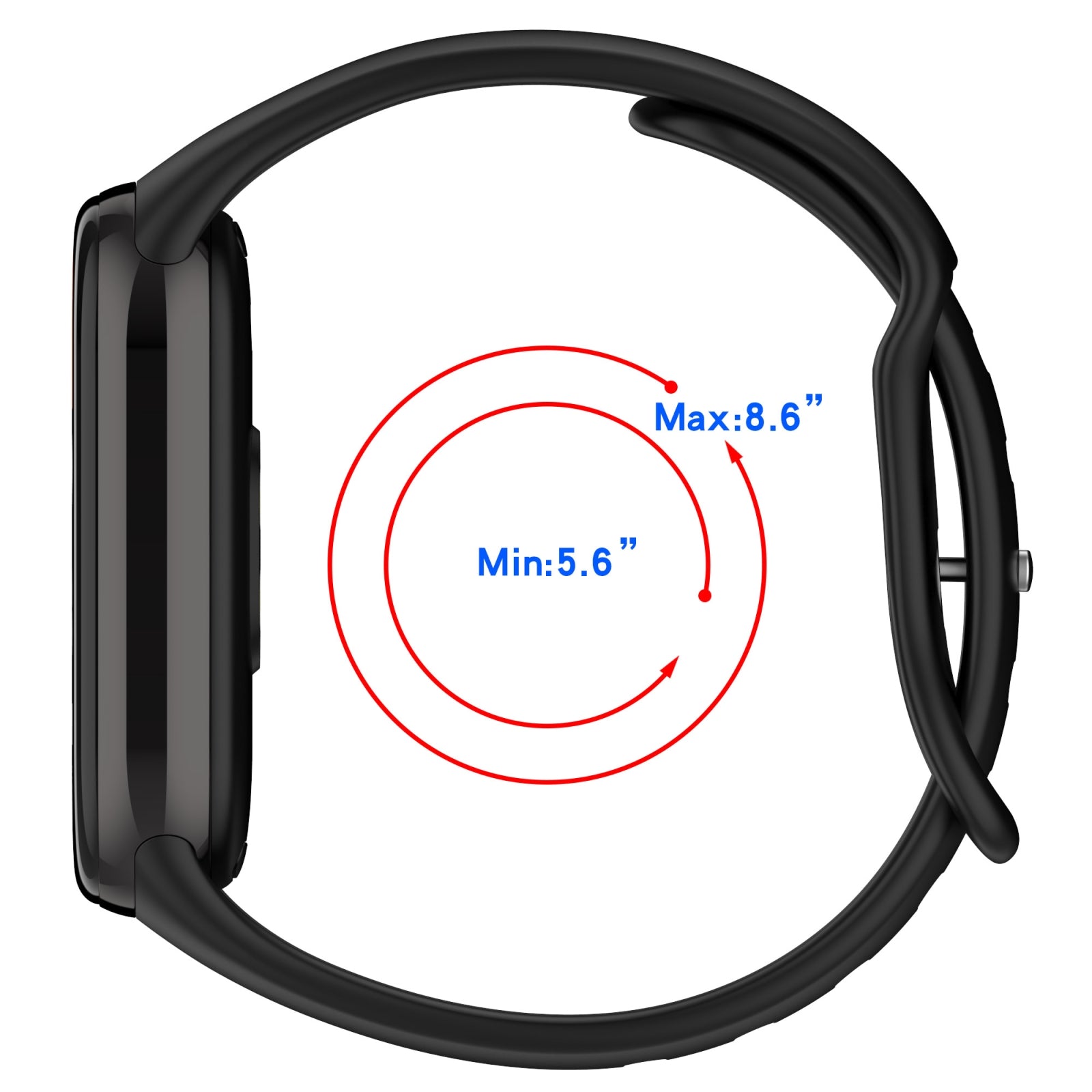 For-Xiaomi-Smart-Band-10-/-9-/-8-Splayed-Tail-Reverse-Buckle-Silicone-Watch-Band(Black)