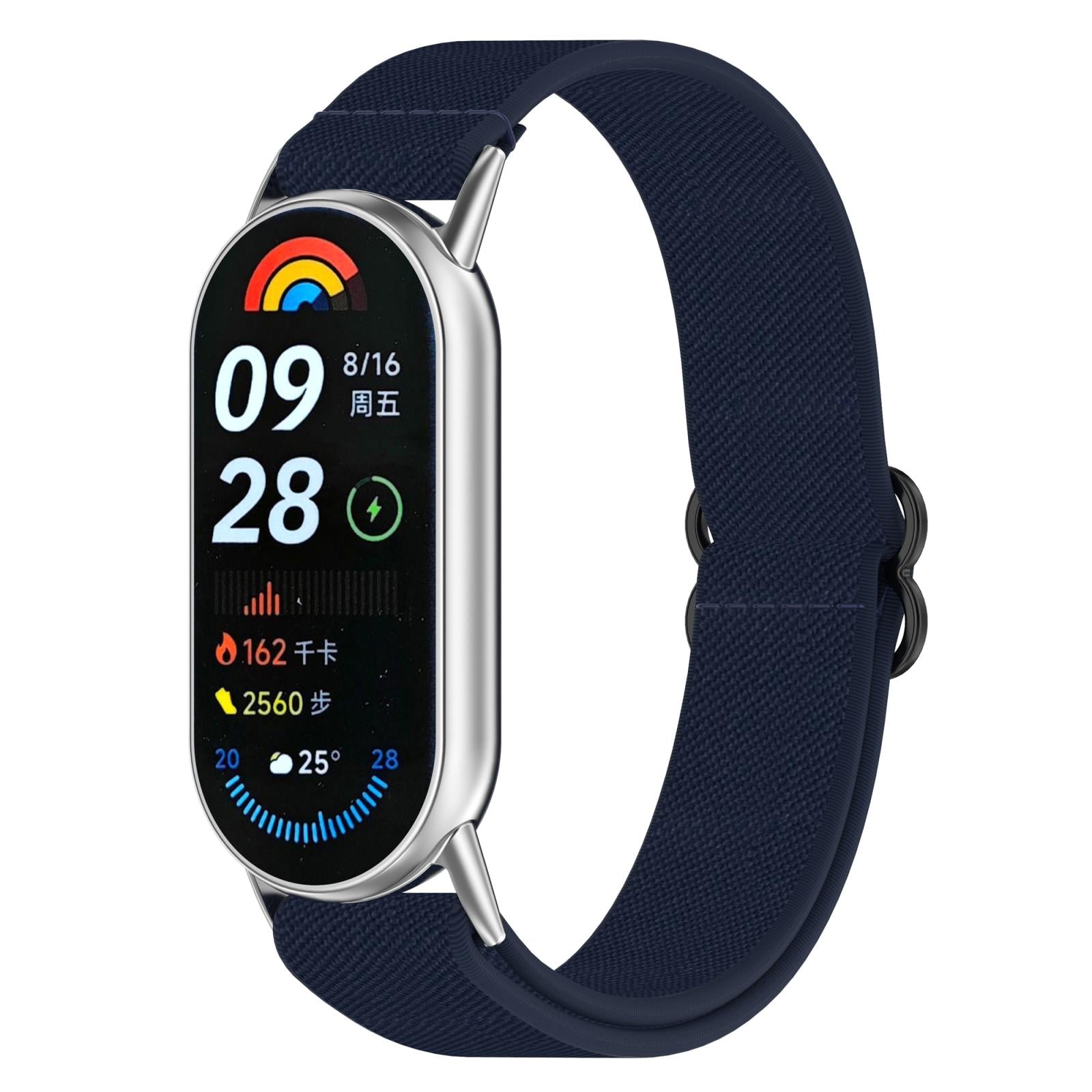 For-Xiaomi-Smart-Band-10-/-9-/-8-Slide-Buckle-Nylon-Elastic-Braided-Watch-Band(Blue)