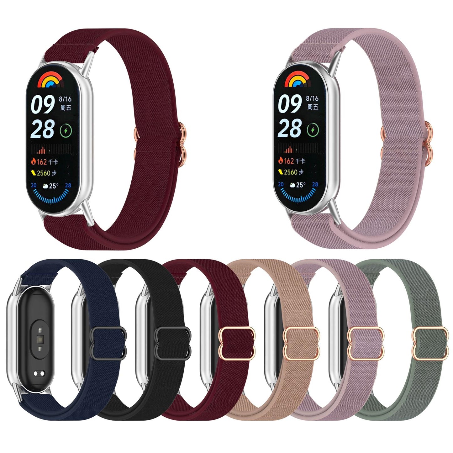For-Xiaomi-Smart-Band-10-/-9-/-8-Slide-Buckle-Nylon-Elastic-Braided-Watch-Band(Blue)