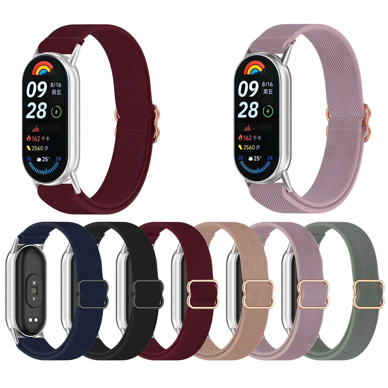 For-Xiaomi-Smart-Band-10-/-9-/-8-Slide-Buckle-Nylon-Elastic-Braided-Watch-Band(Blue)