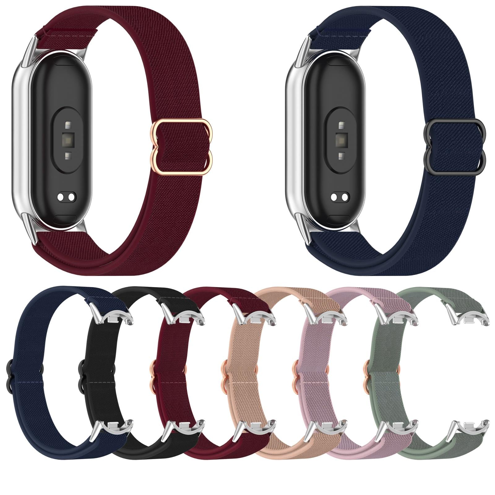 For-Xiaomi-Smart-Band-10-/-9-/-8-Slide-Buckle-Nylon-Elastic-Braided-Watch-Band(Blue)
