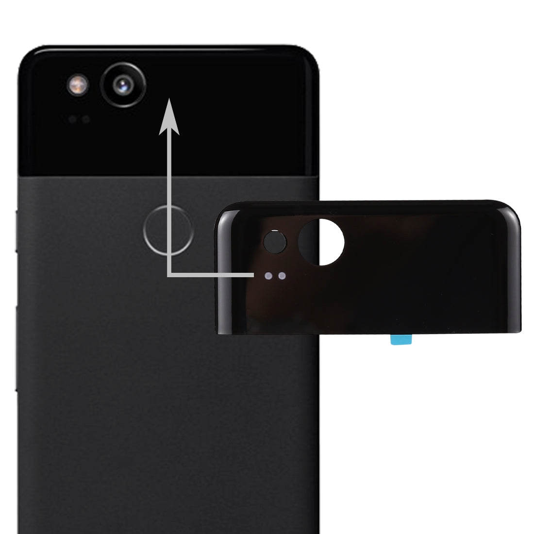 Google-Pixel-2-Back-Cover-Top-Glass-Lens-Cover(Black)