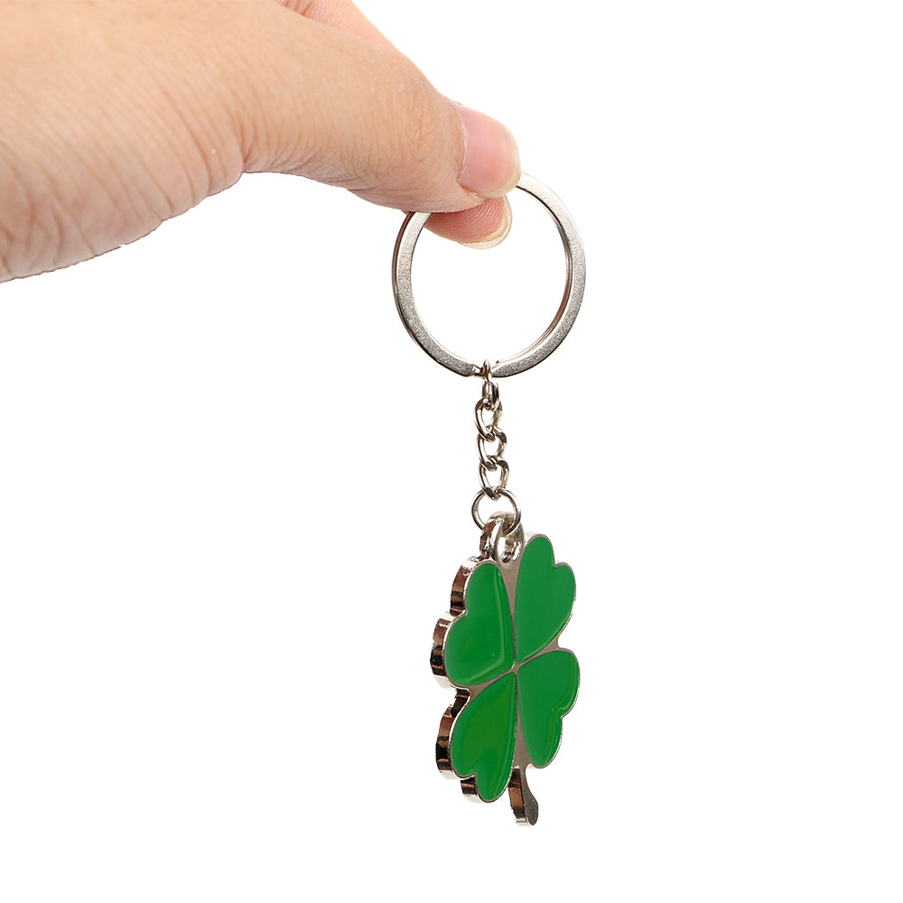 Green-Leaf-Car-Keychain-Keyring-Lucky-Key-Chain-Purse-Bag-Pendants-Steel-Stainless-Car-Styling-Four-leaf-Clover-Key-Rings
