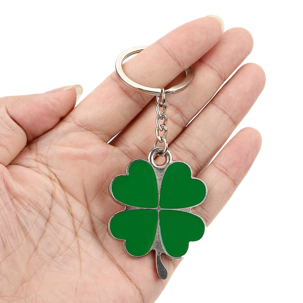 Green-Leaf-Car-Keychain-Keyring-Lucky-Key-Chain-Purse-Bag-Pendants-Steel-Stainless-Car-Styling-Four-leaf-Clover-Key-Rings