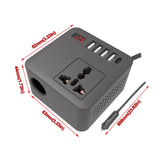 Gurxun-12/24V-To-110/220V-Multi-Function-Car-Fast-Charger-With-4-USB+Type-C+Universal-Socket(Magic-Square)