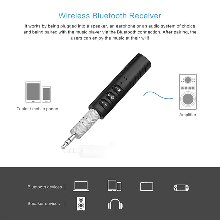 H-139-3.5mm-Lavalier-Bluetooth-Audio-Receiver-with-Metal-Adapter(Black)