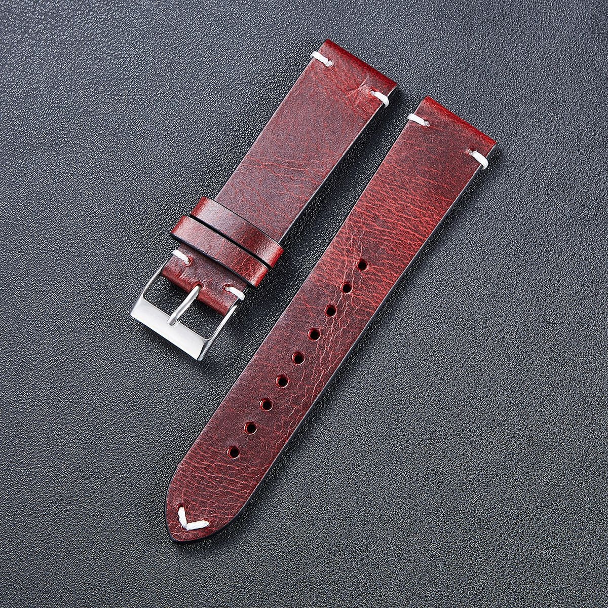 HB001-Color-Changing-Retro-Oil-Wax-Leather-Universal-Watch-Band,-Size:-20mm(Wine-Red)