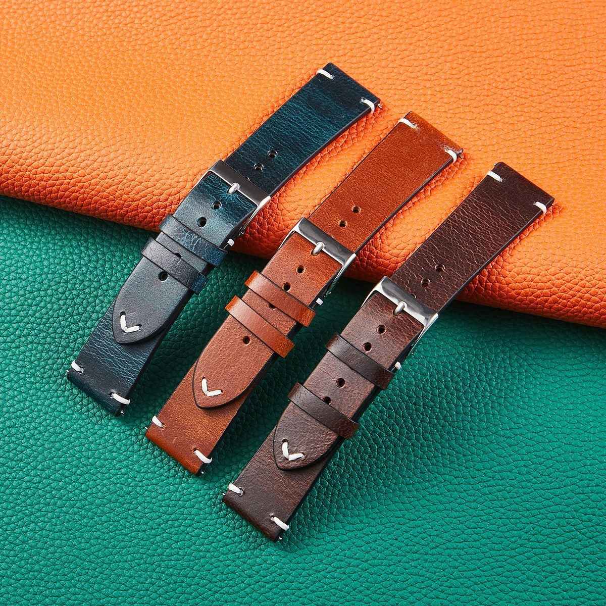 HB001-Color-Changing-Retro-Oil-Wax-Leather-Universal-Watch-Band,-Size:-22mm(Deep-Brown)