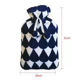 Hot-Water-Bottle-Solid-Color-Knitting-Cover-(Without-Hot-Water-Bottle)-Water-filled-Hot-Water-Soft-Knitting-Bottle-Velvet-Bag(Coral-velvet-blue-water-droplets)