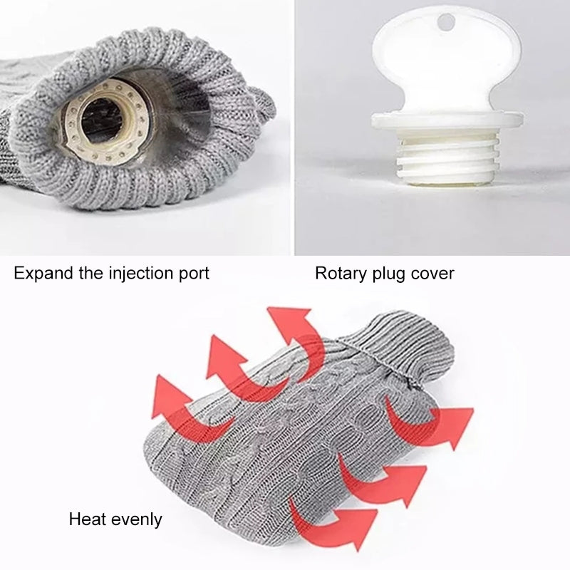 Hot-Water-Bottle-Solid-Color-Knitting-Cover-(Without-Hot-Water-Bottle)-Water-filled-Hot-Water-Soft-Knitting-Bottle-Velvet-Bag(Coral-velvet-blue-water-droplets)
