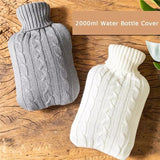 Hot-Water-Bottle-Solid-Color-Knitting-Cover-(Without-Hot-Water-Bottle)-Water-filled-Hot-Water-Soft-Knitting-Bottle-Velvet-Bag(Coral-velvet-blue-water-droplets)