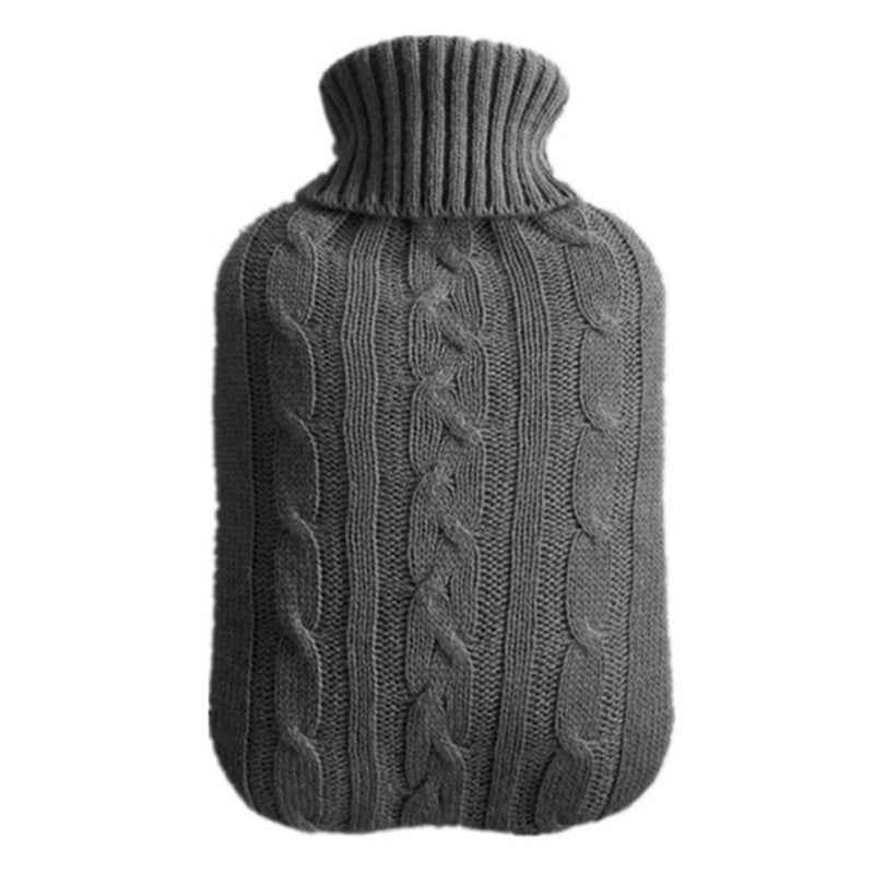 Hot-Water-Bottle-Solid-Color-Knitting-Cover-(Without-Hot-Water-Bottle)-Water-filled-Hot-Water-Soft-Knitting-Bottle-Velvet-Bag(Deep-grey)
