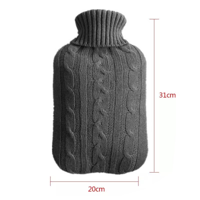 Hot-Water-Bottle-Solid-Color-Knitting-Cover-(Without-Hot-Water-Bottle)-Water-filled-Hot-Water-Soft-Knitting-Bottle-Velvet-Bag(Deep-grey)