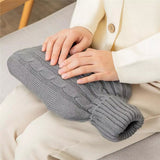 Hot-Water-Bottle-Solid-Color-Knitting-Cover-(Without-Hot-Water-Bottle)-Water-filled-Hot-Water-Soft-Knitting-Bottle-Velvet-Bag(Deep-grey)