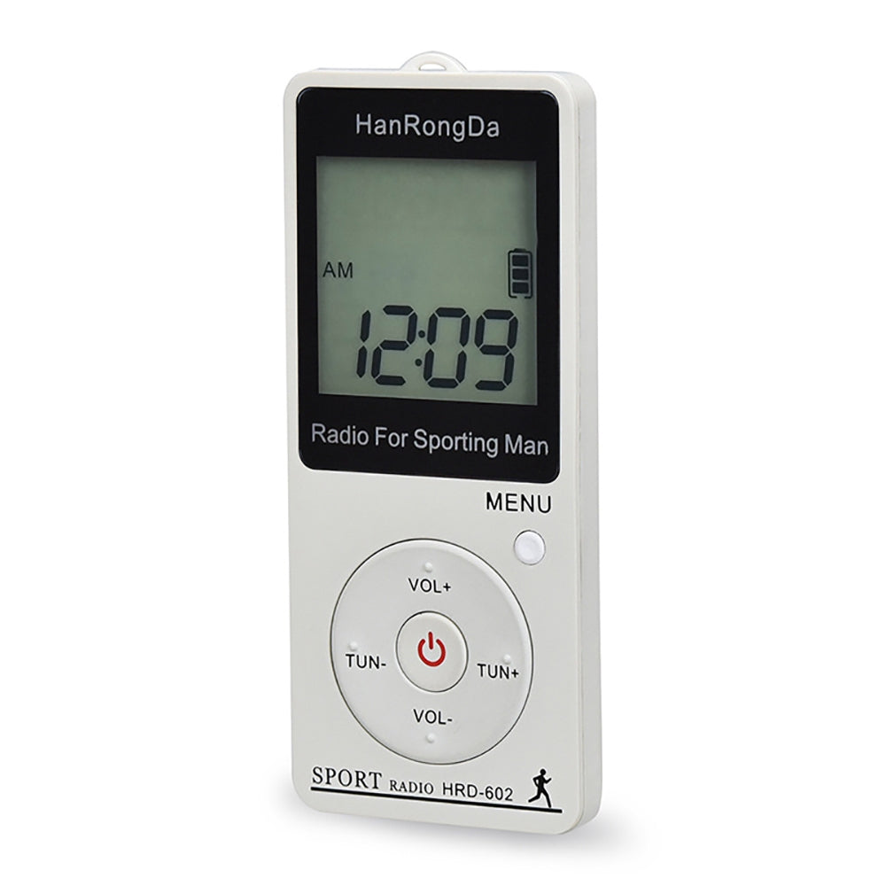 HRD-602-Digital-Display-FM-AM-Mini-Sports-Radio-with-Step-Counting-Function-(White)