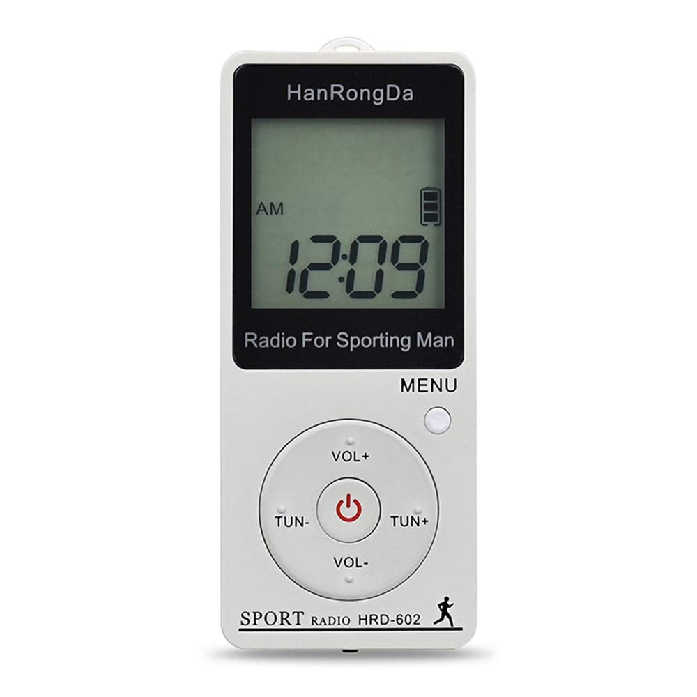 HRD-602-Digital-Display-FM-AM-Mini-Sports-Radio-with-Step-Counting-Function-(White)