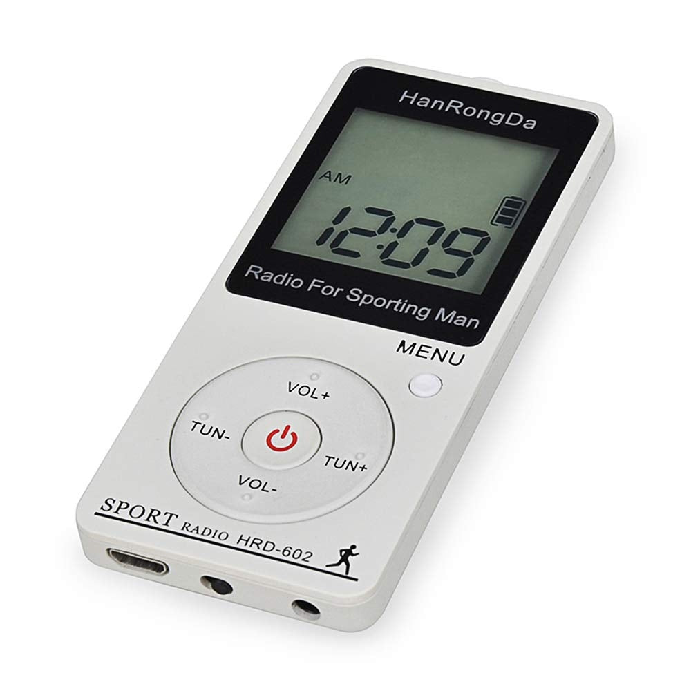HRD-602-Digital-Display-FM-AM-Mini-Sports-Radio-with-Step-Counting-Function-(White)