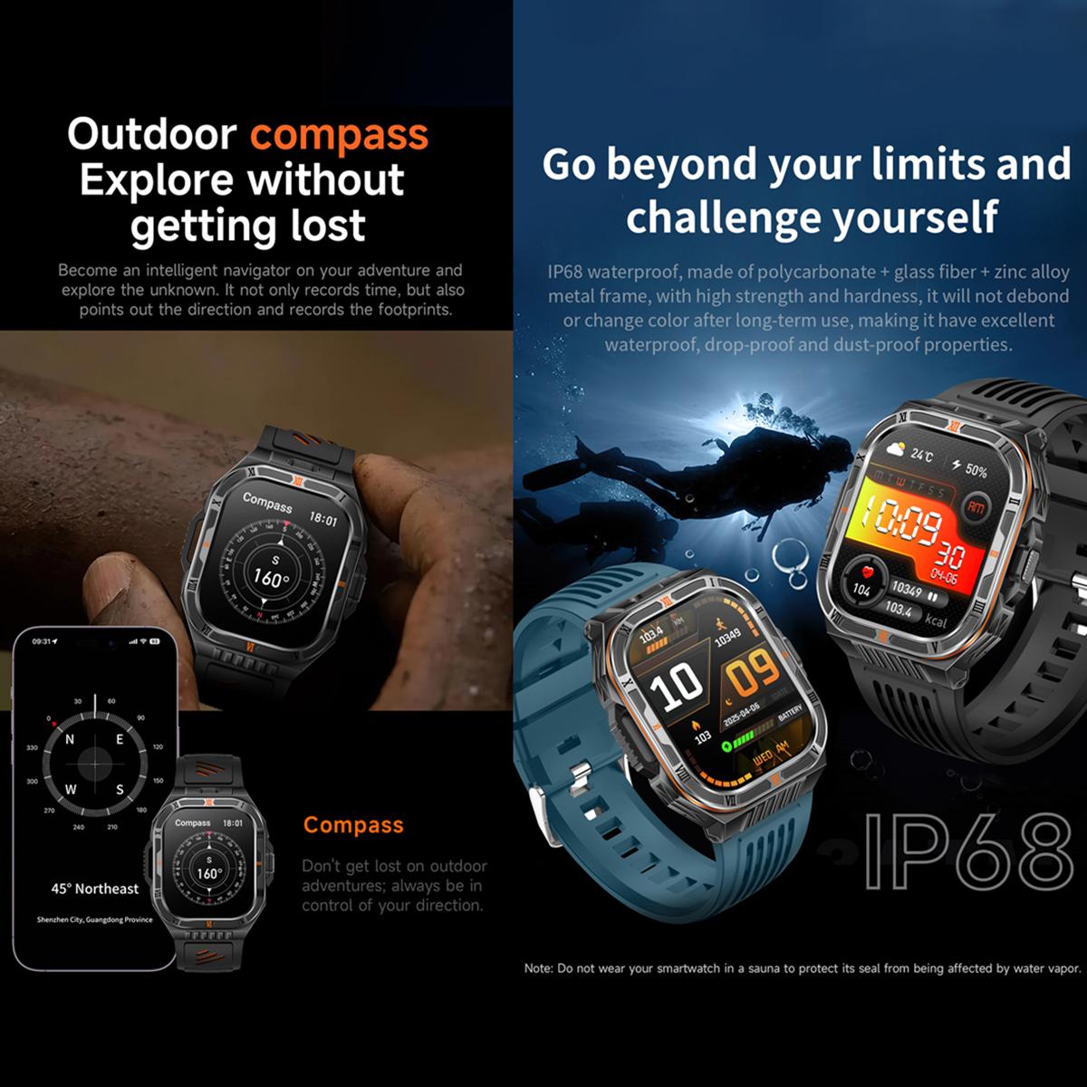 HT38-2.01-inch-IPS-Square-Screen-Smart-Sports-Watch-Supports-Bluetooth-Call,-Health-Monitoring,-LED-Flashlight(Camouflage-Blue-Silicone-Strap)