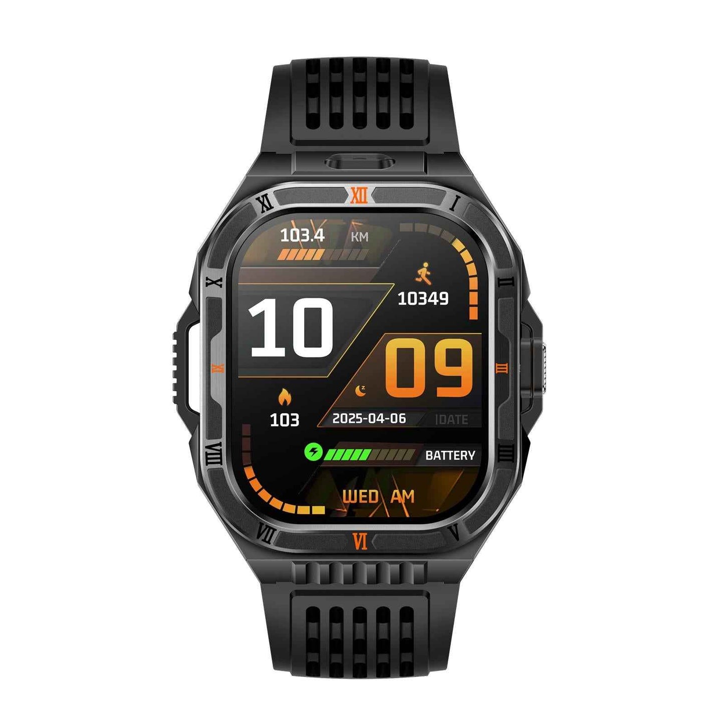 HT38 2.01 inch IPS Square Screen Smart Sports Watch Supports Bluetooth Call, Health Monitoring, LED Flashlight(Black Silicone Strap)