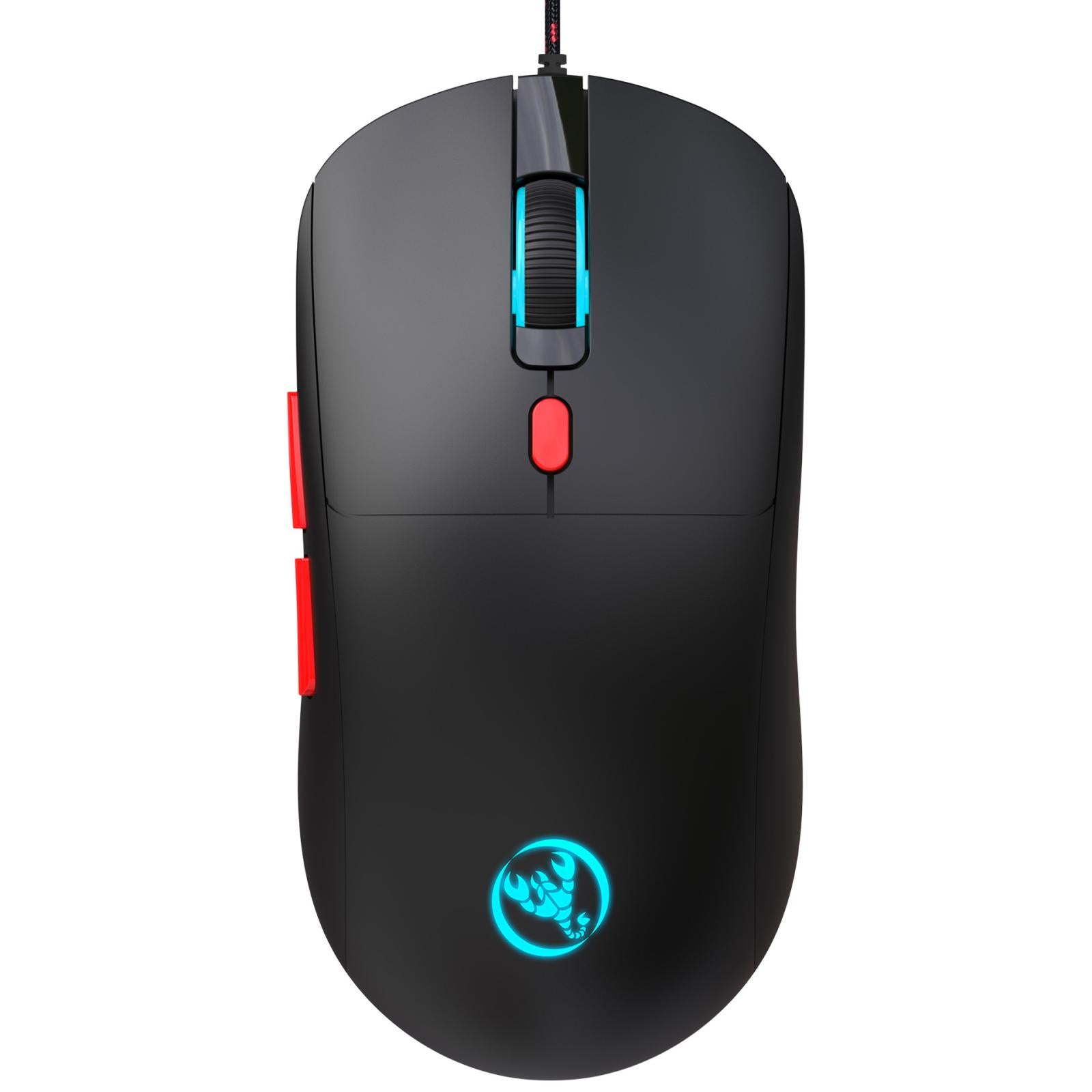 HXSJ-X200-3600DPI-Colorful-Luminous-Wired-Mouse,-Cable-Length:-1.5m(Black)