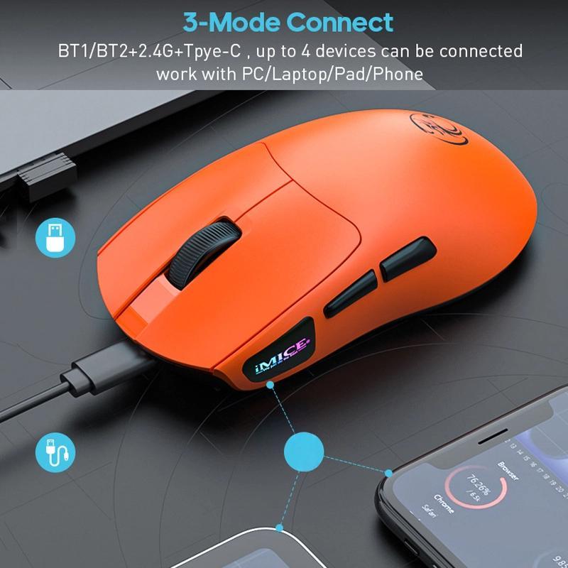 G900-6-Keys-12800DPI-Gaming-Mouse-Rechargeable-Tri-Ode-Wireless-Mouse(Orange)