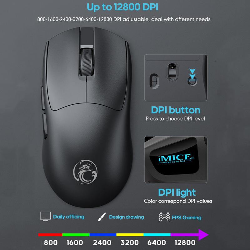 G900-6-Keys-12800DPI-Gaming-Mouse-Rechargeable-Tri-Ode-Wireless-Mouse(White)