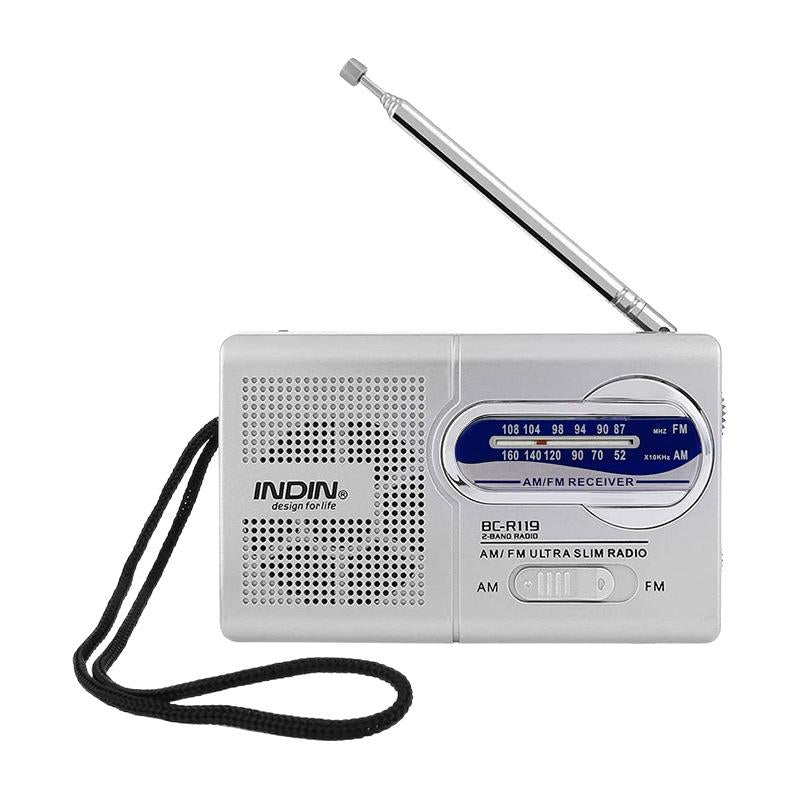 INDIN-BC-R119-Portable-AM/FM-Radio-for-Seniors-530-1610KHz-AM-&-88-108MHz-FM-Lightweight-Emergency-Radio(Silver)