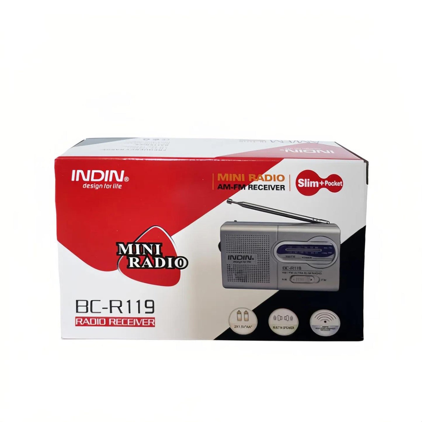 INDIN-BC-R119-Portable-AM/FM-Radio-for-Seniors-530-1610KHz-AM-&-88-108MHz-FM-Lightweight-Emergency-Radio(Silver)