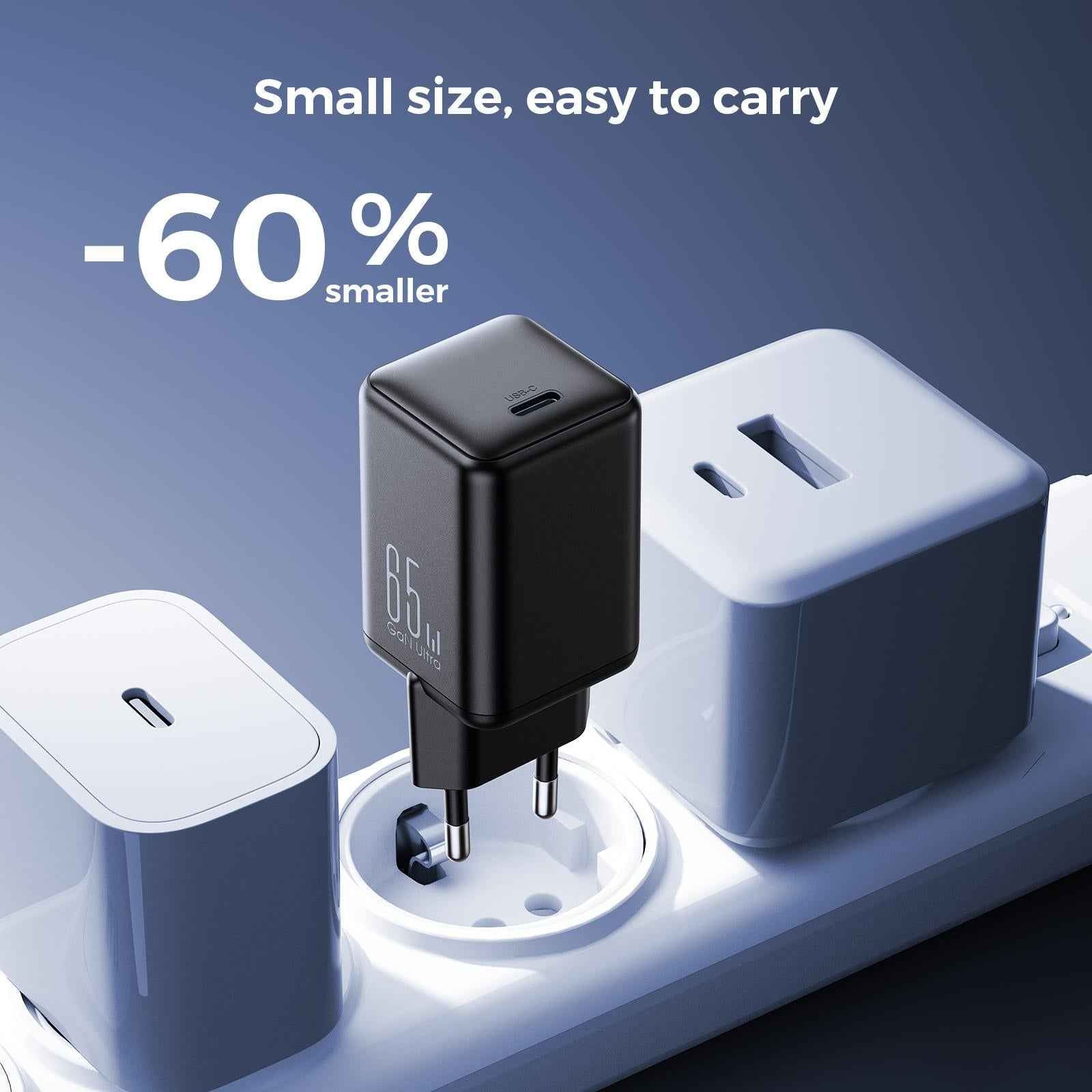 JOYROOM-TCG18-65W-GaN-USB-C-/-Type-C-Port-Mini-Charger,-Plug:EU-Plug(Black)
